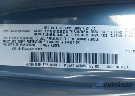 2005 Subaru Baja Sport из США, поврежденный, VIN 4S4BT62C657103489